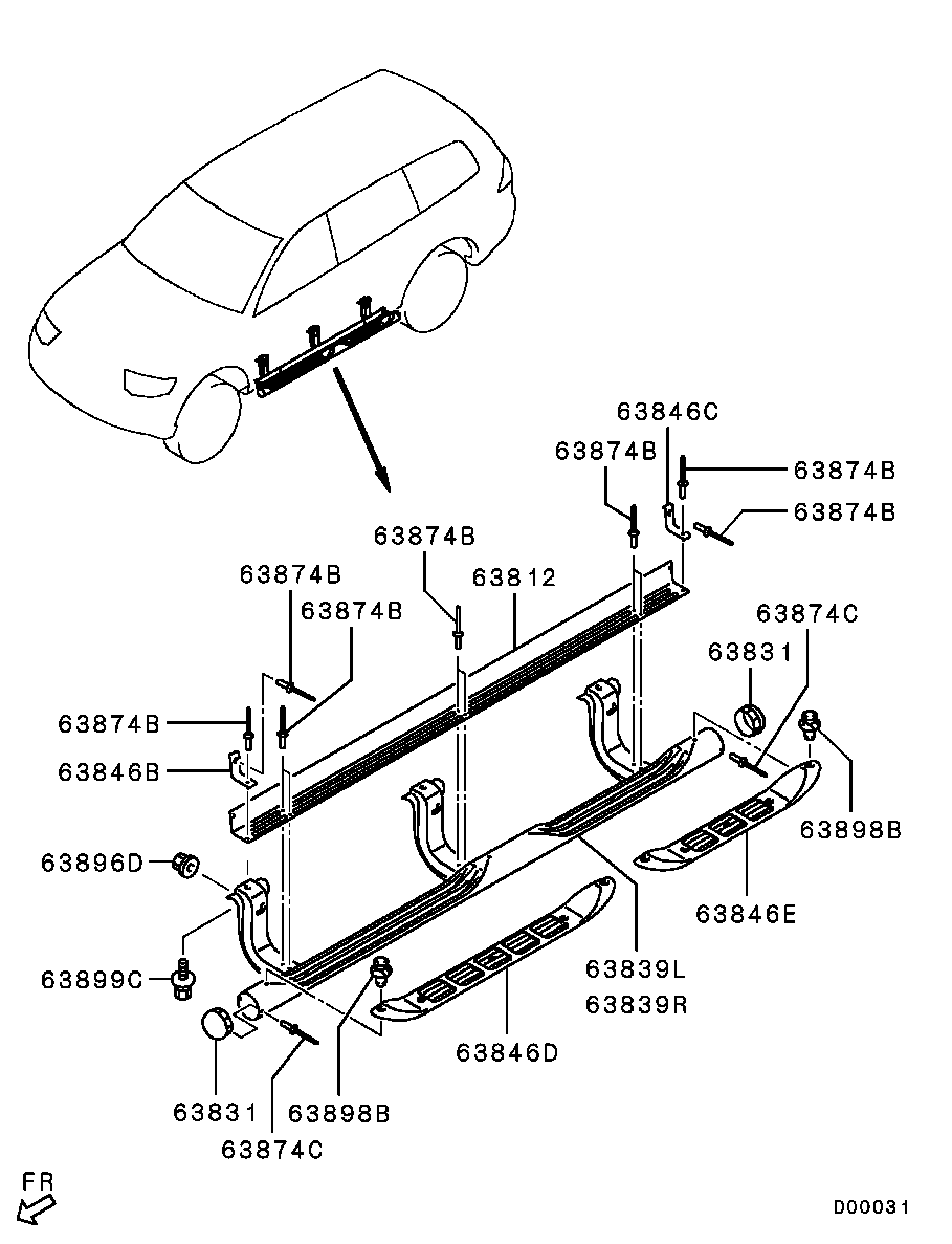 Подножка порога левая для Мицубиси Паджеро Спорт 2008-2013