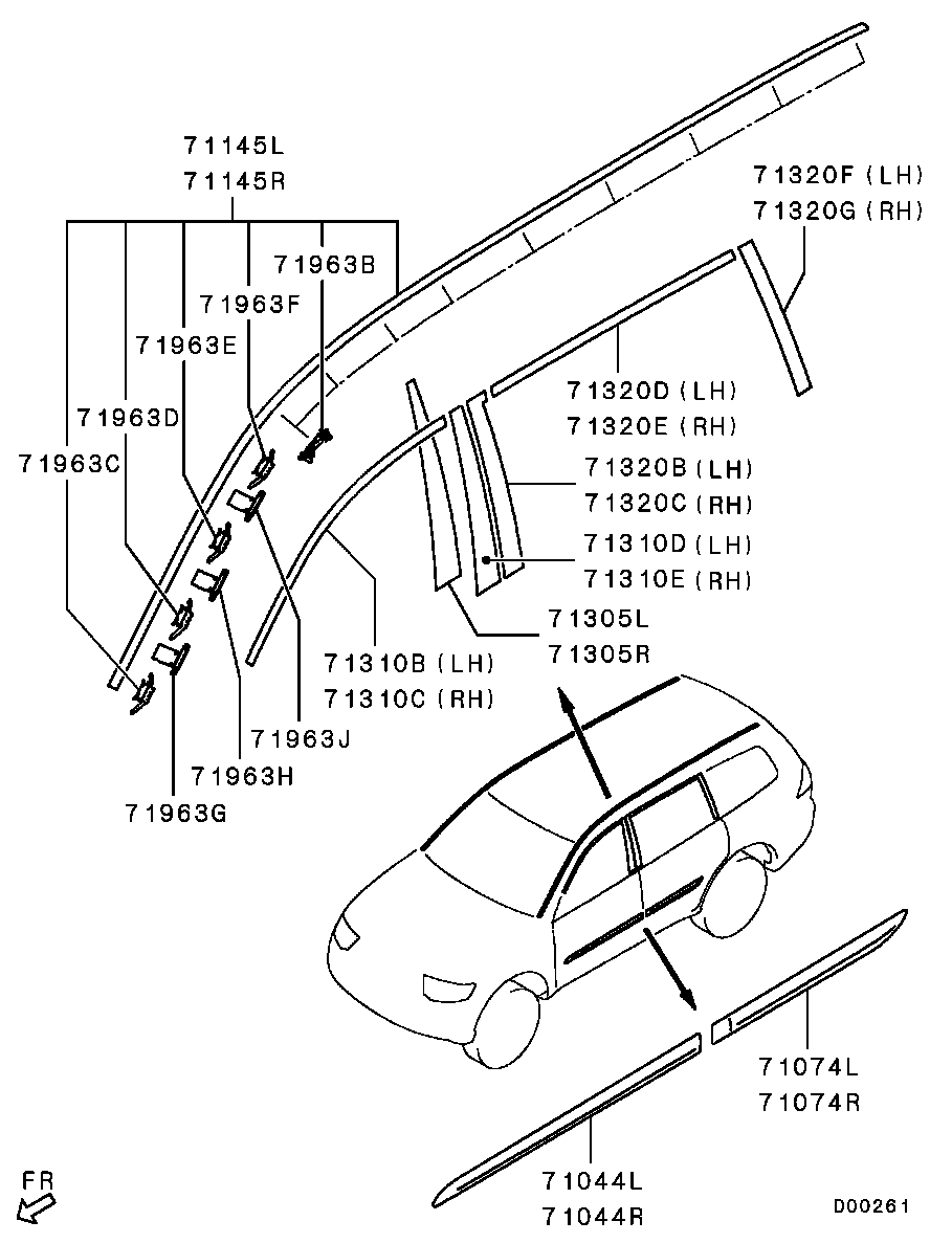 Молдинг боковой правый для Мицубиси Паджеро Спорт 2008-2013