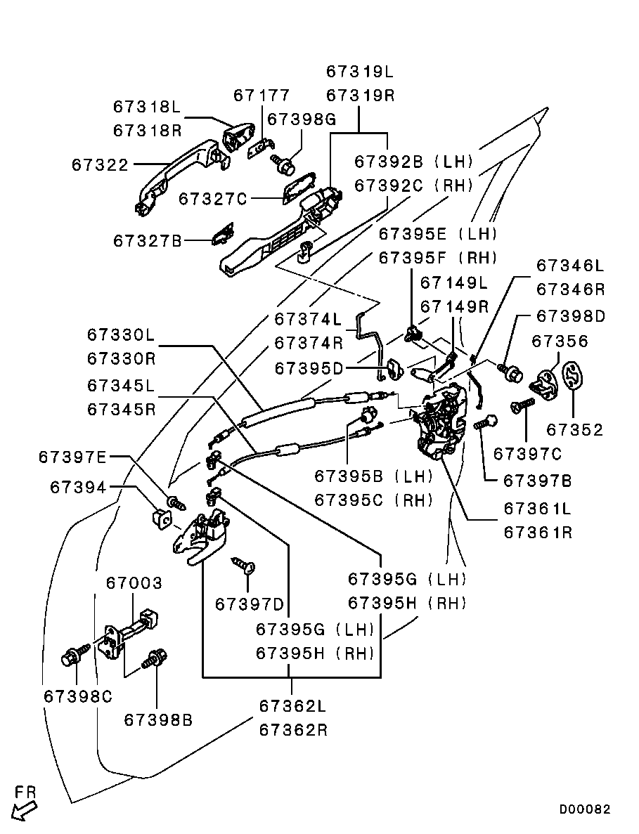 Замок передней правой двери для Мицубиси Паджеро Спорт 2008-2013
