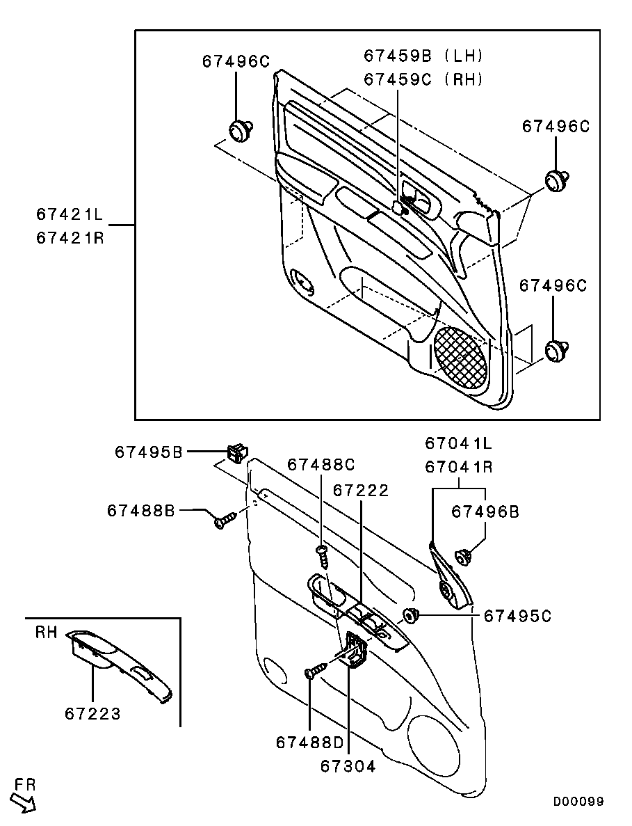 Панель отделки передней левой двери для Мицубиси Паджеро Спорт 2008-2013