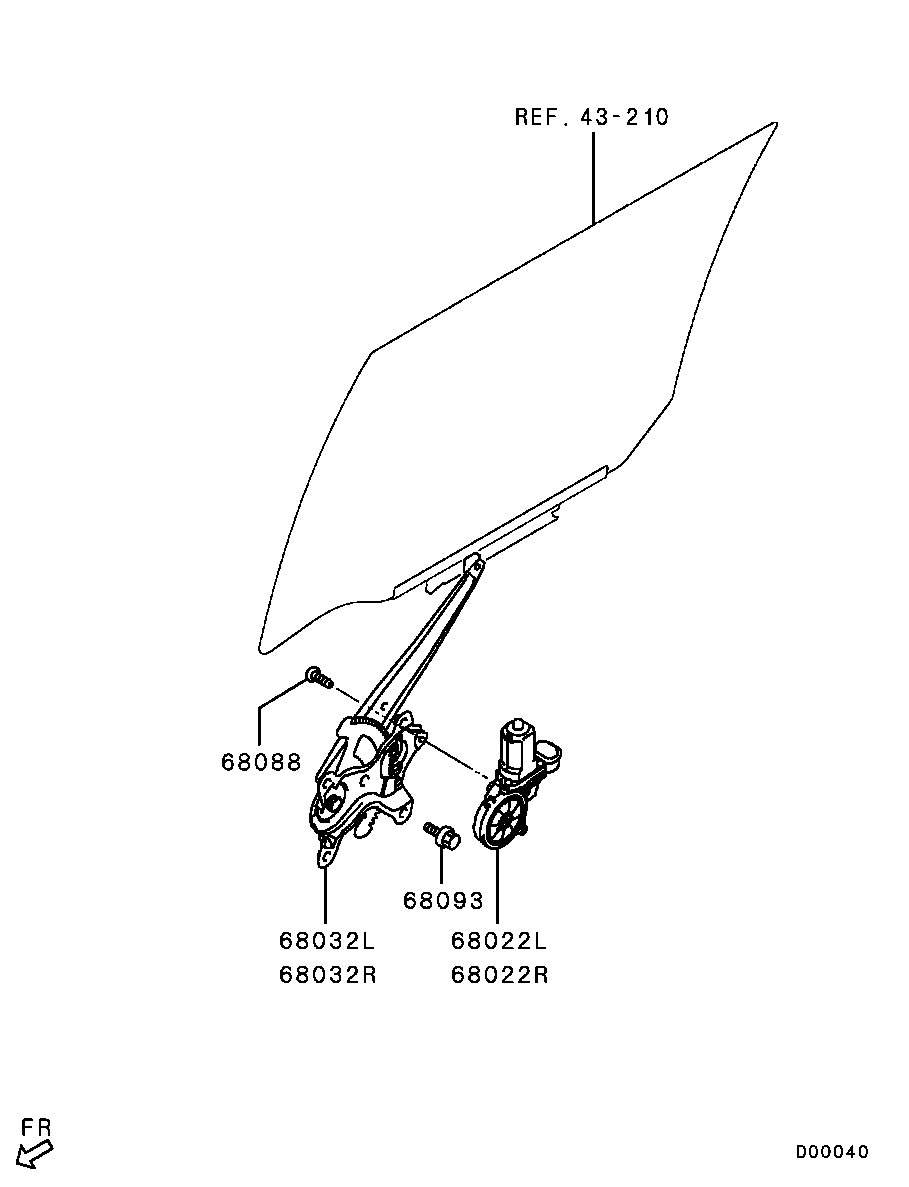 Стеклоподъемник заднего левого стекла для Мицубиси Паджеро Спорт 2008-2013