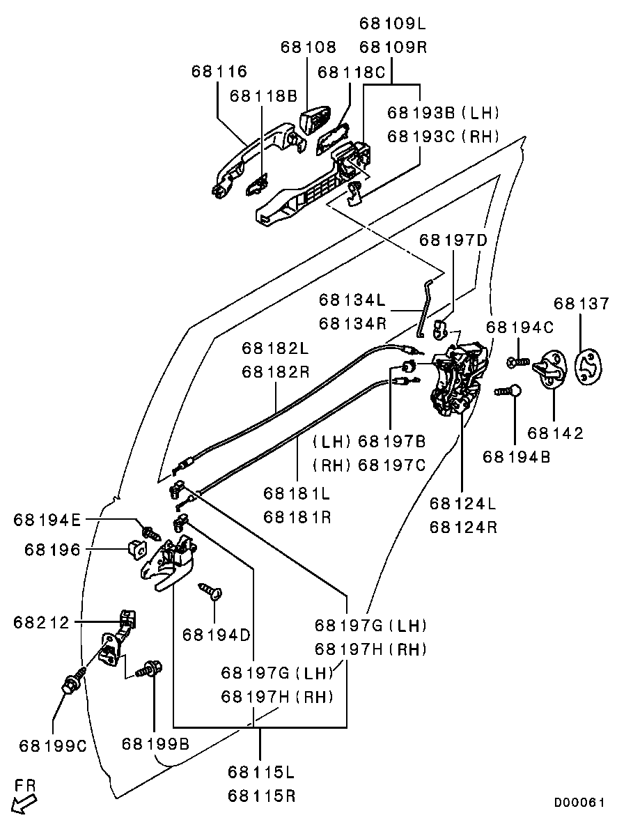 Замок задней левой двери для Мицубиси Паджеро Спорт 2008-2013