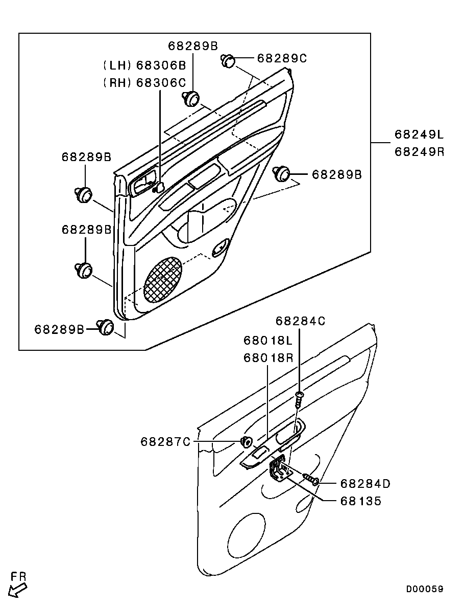 Панель отделки задней правой двери для Мицубиси Паджеро Спорт 2008-2013