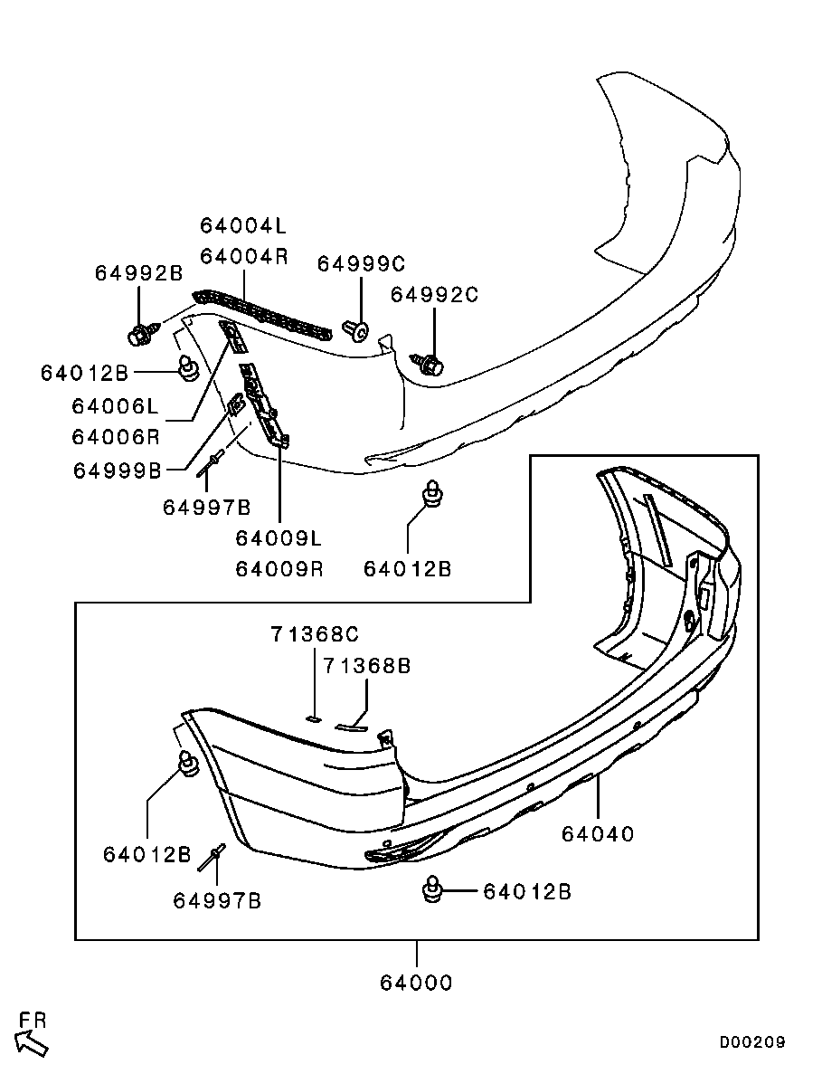Бампер задний для Мицубиси Паджеро Спорт 2008-2013