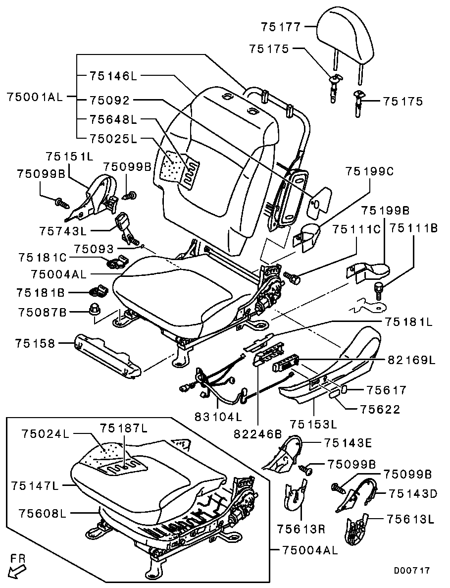 Подушка сиденья водителя для Мицубиси Паджеро Спорт 2008-2013