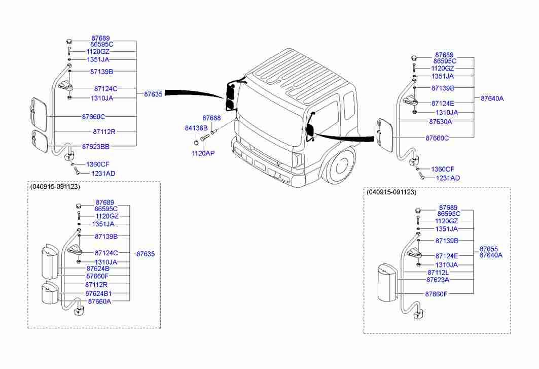 Зеркало боковое правое для Хендай HD 2000-2012