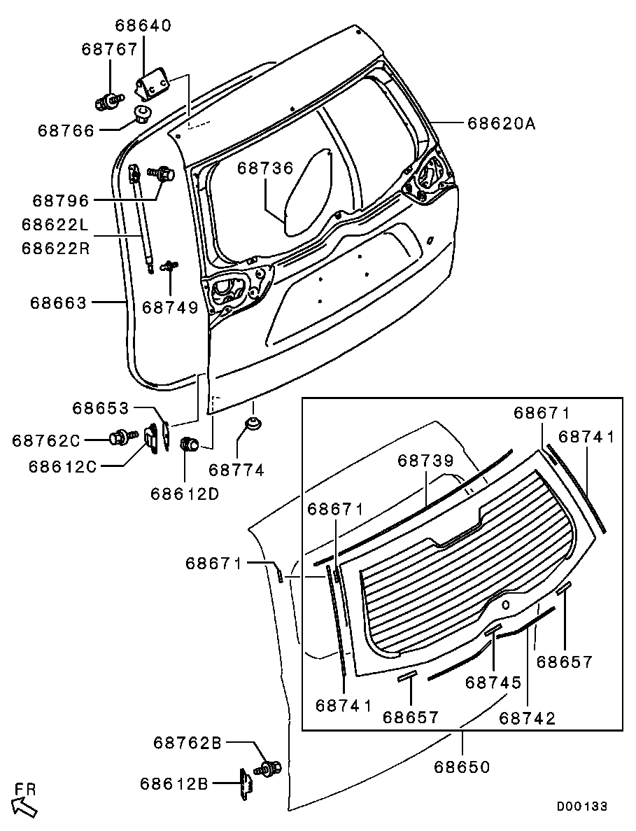 Петля крышки багажника левая для Мицубиси Паджеро Спорт 2008-2013