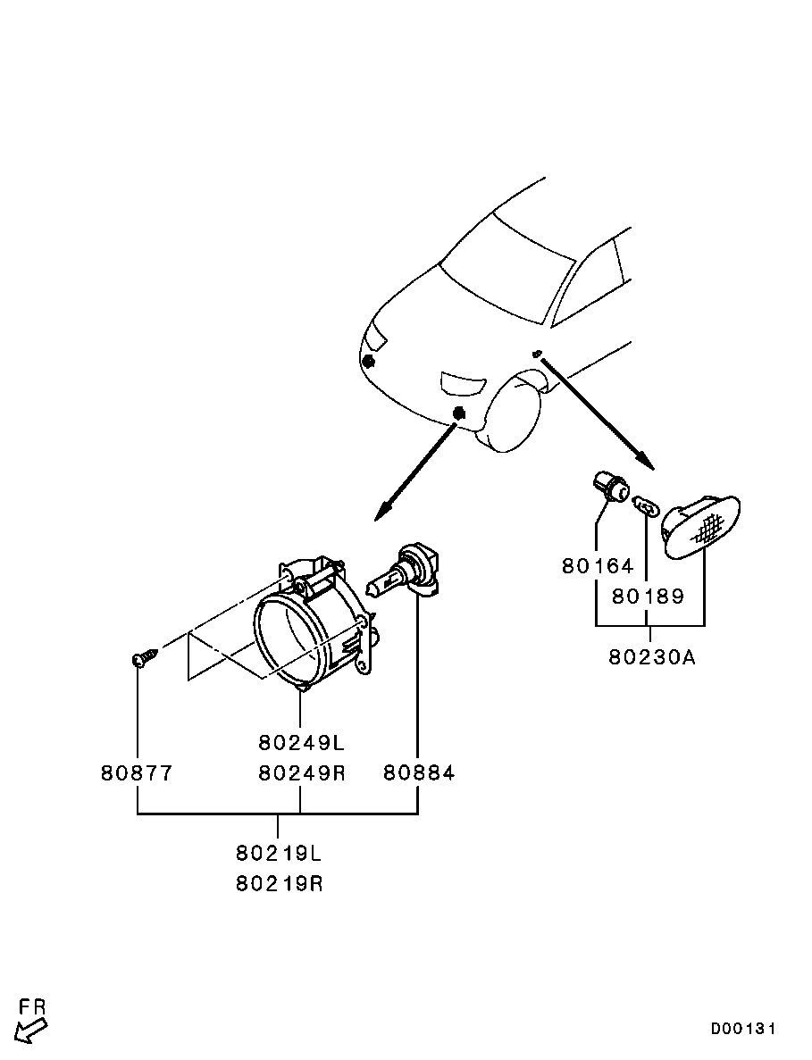 Фара противотуманная правая в сборе для Мицубиси Паджеро Спорт 2008-2013