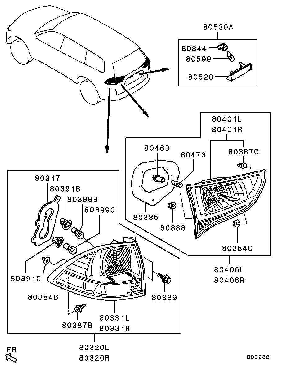 Фонарь задний левый на багажнике для Мицубиси Паджеро Спорт 2008-2013