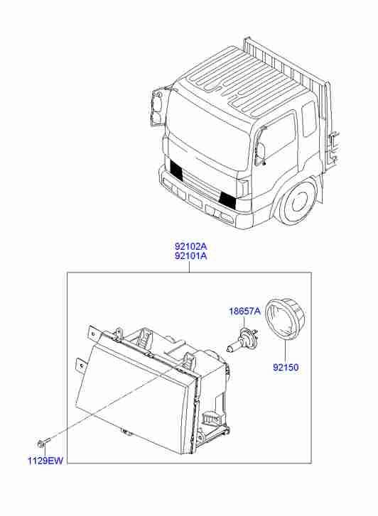 Фара левая в сборе для Хендай HD 2000-2012