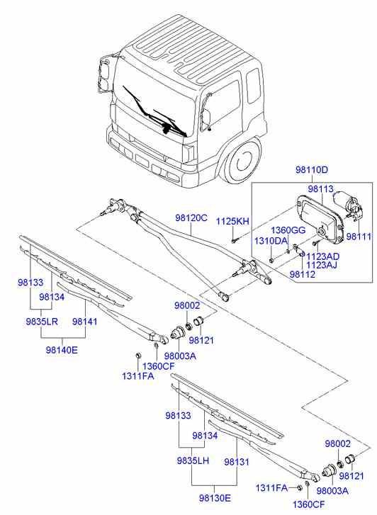 Трапеция переднего стеклоочистителя для Хендай HD 2000-2012