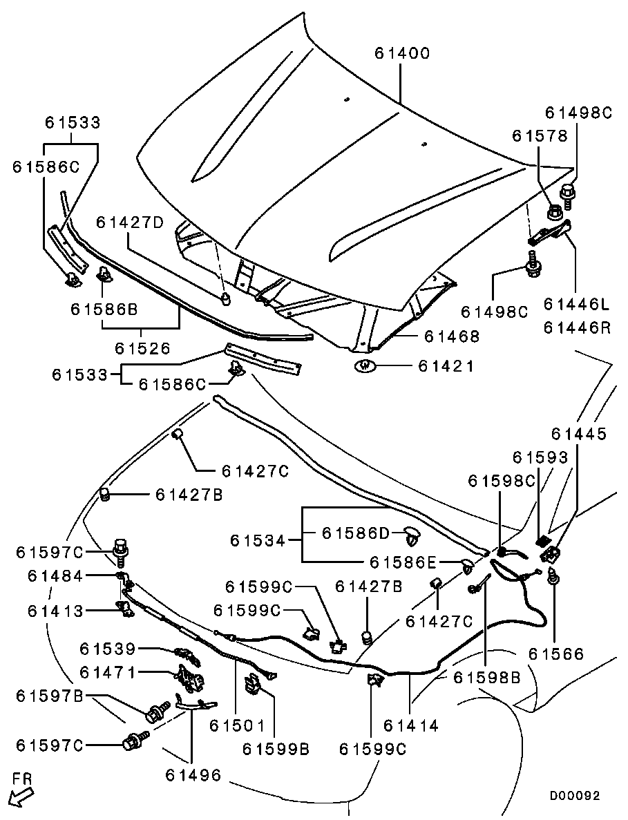 Петля капота правая для Мицубиси L-200 2006-2014