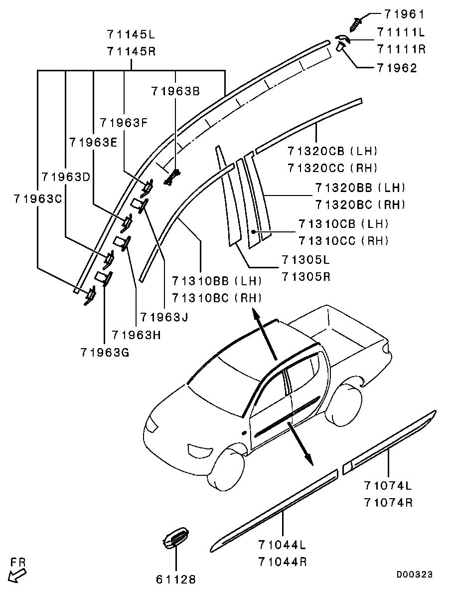 Молдинг боковой левый для Мицубиси L-200 2006-2014
