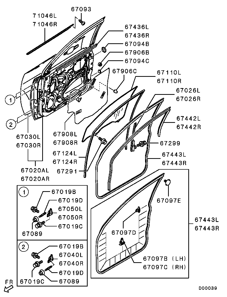 Стекло передней правой двери для Мицубиси L-200 2006-2014