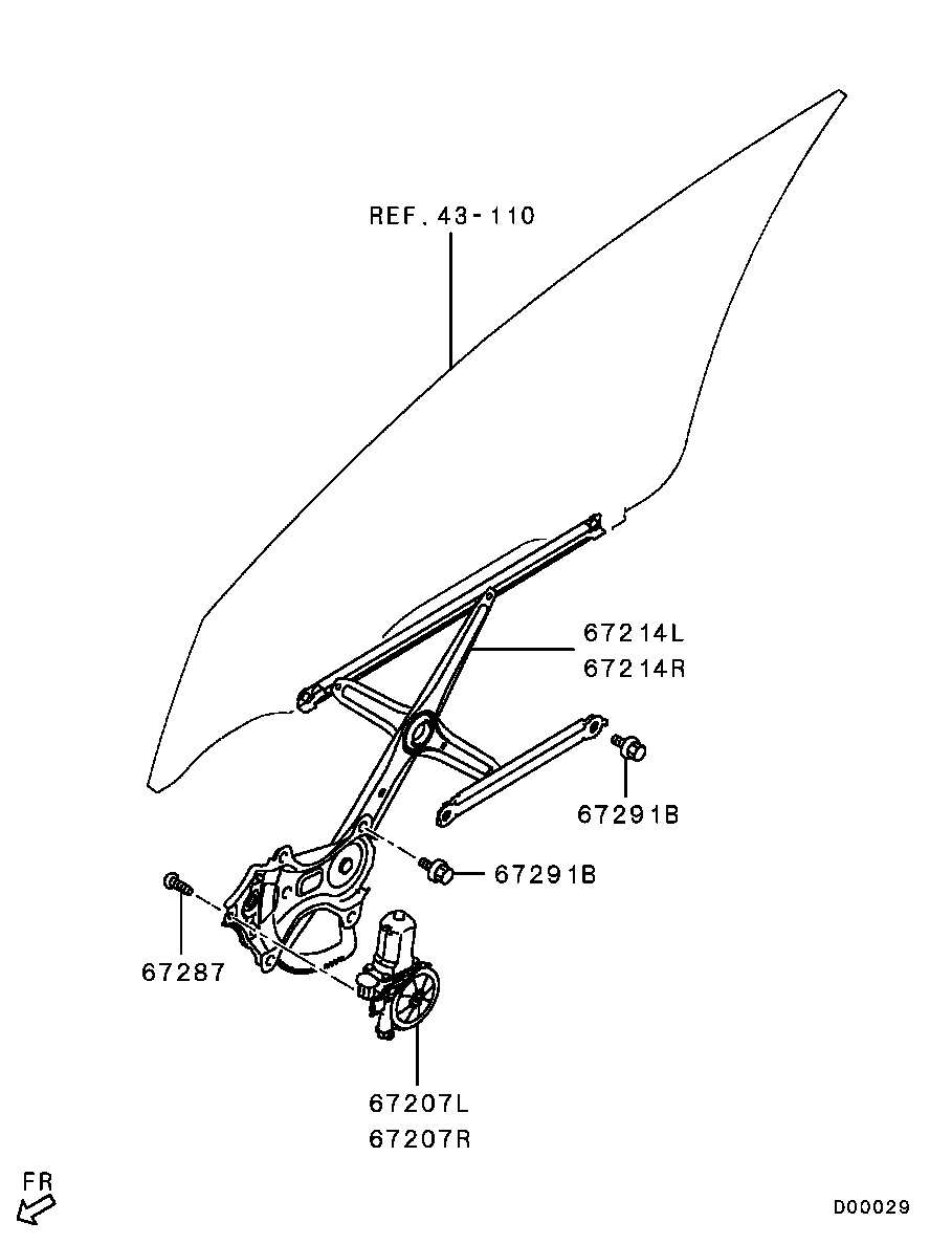 Мотор стеклоподъемника переднего левого для Мицубиси L-200 2006-2014