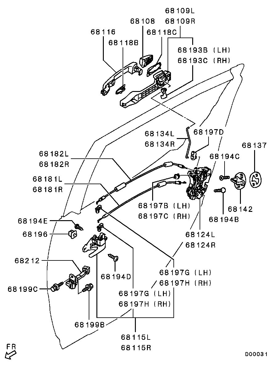 Замок задней левой двери для Мицубиси L-200 2006-2014