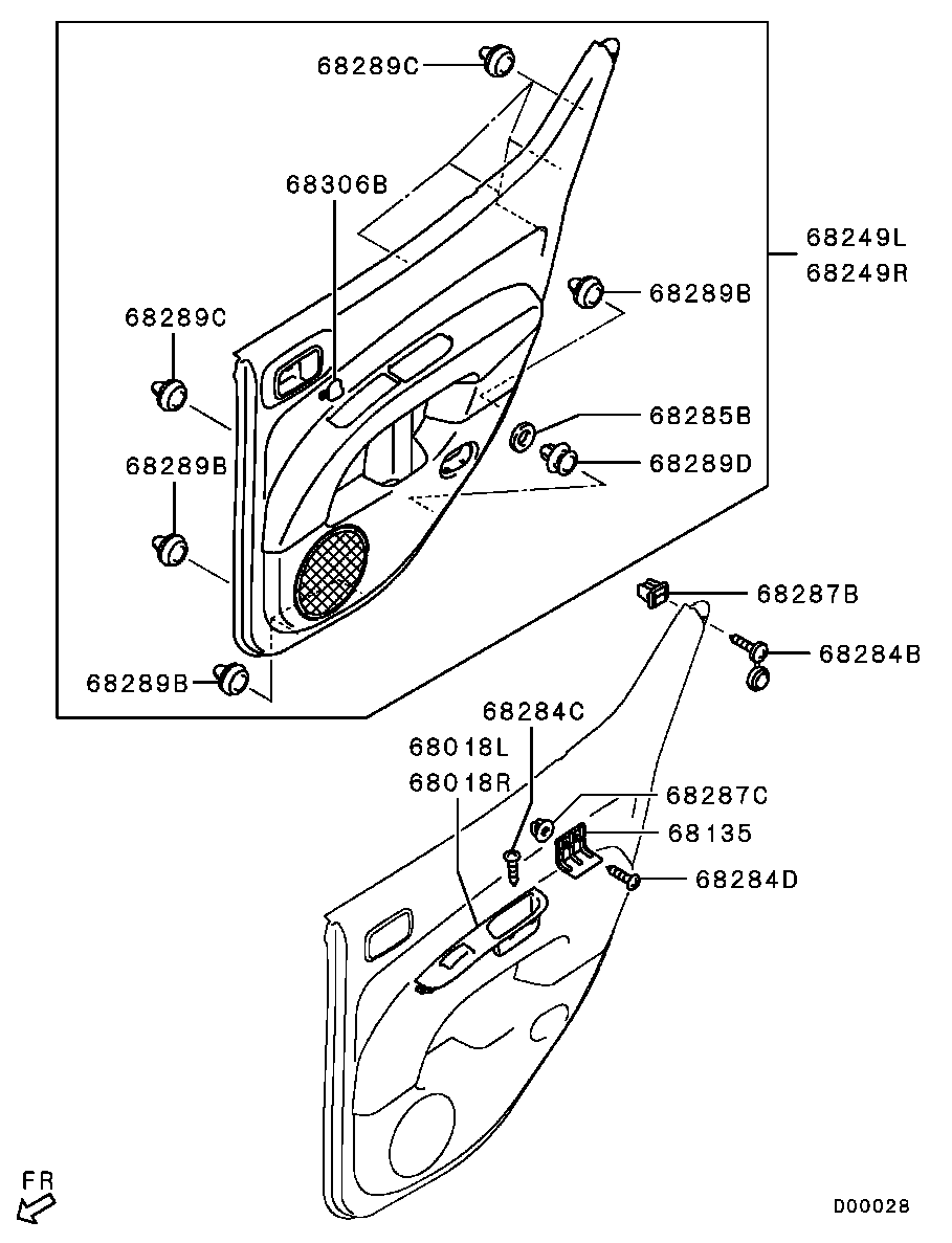 Панель отделки задней правой двери для Мицубиси L-200 2006-2014