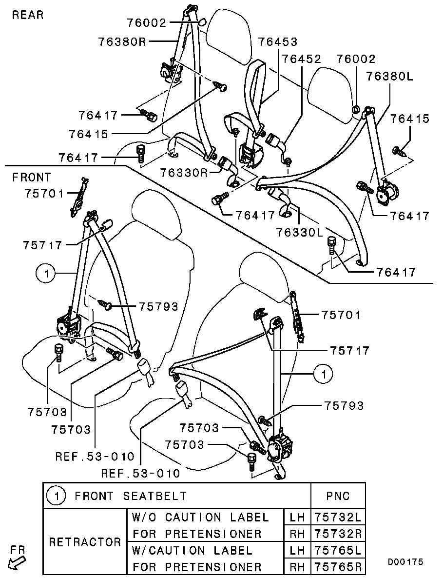 Ремень безопасности переднего пассажира для Мицубиси L-200 2006-2014
