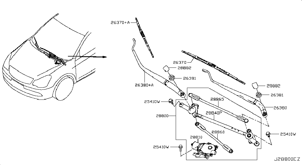 Трапеция переднего стеклоочистителя для Ниссан Альмера 2012-2018