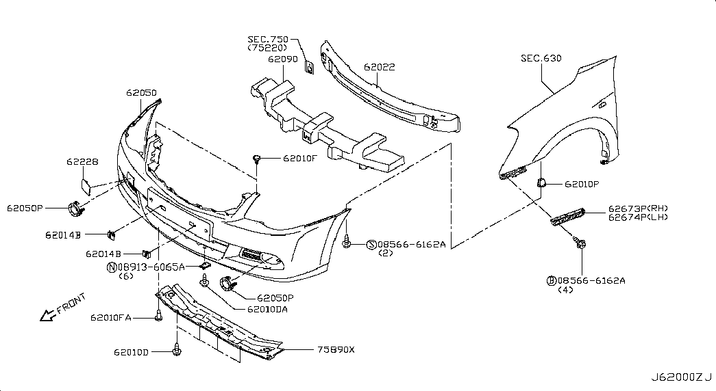 Бампер передний для Ниссан Альмера 2012-2018