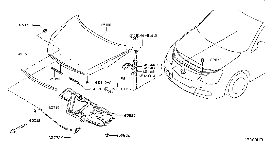 Петля капота левая для Ниссан Альмера 2012-2018