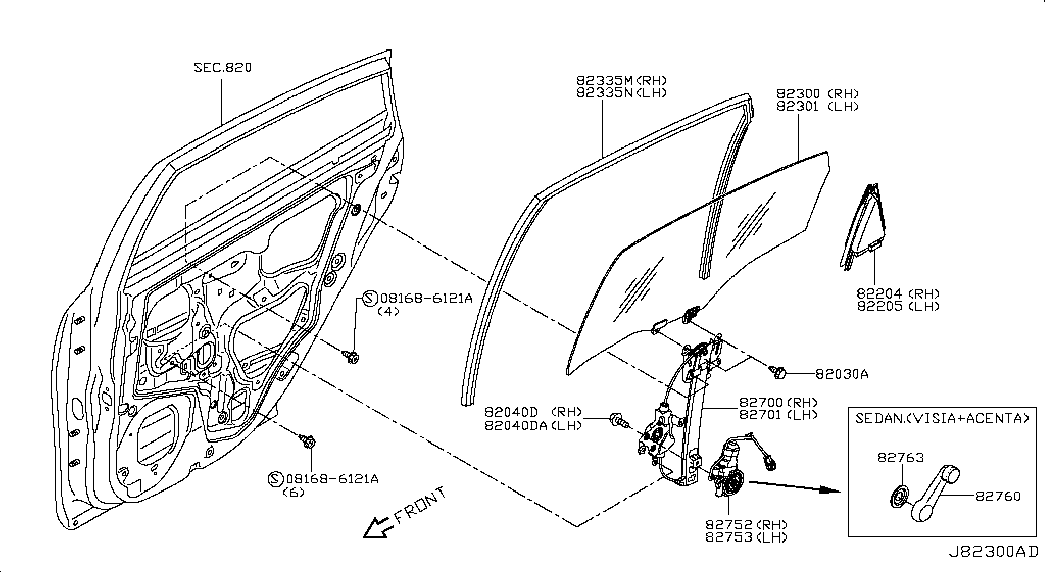 Стеклоподъемник заднего правого стекла для Ниссан Альмера 2012-2018