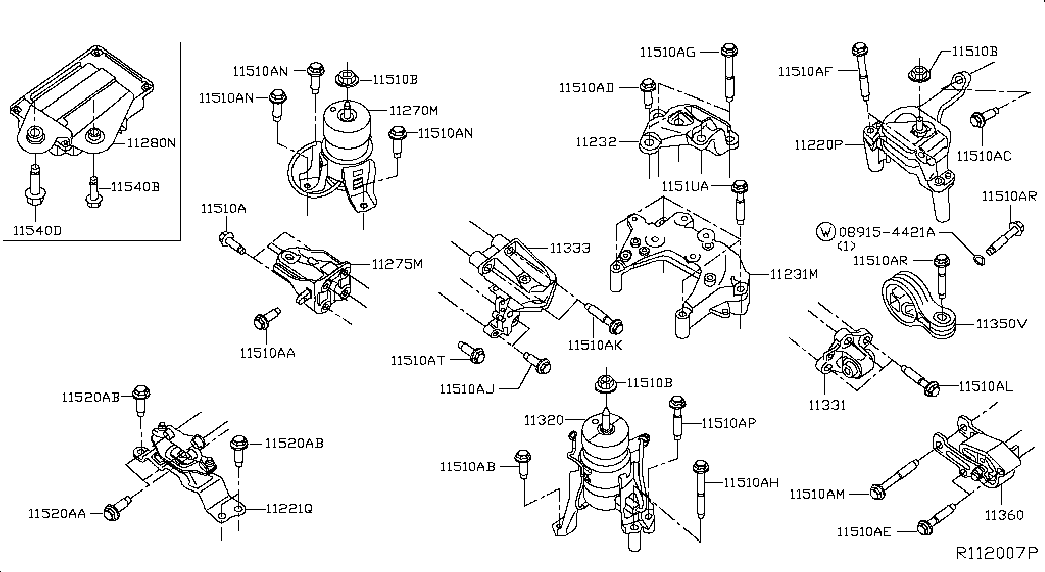 Подушка двигателя задняя для Ниссан Мурано 2014-2018