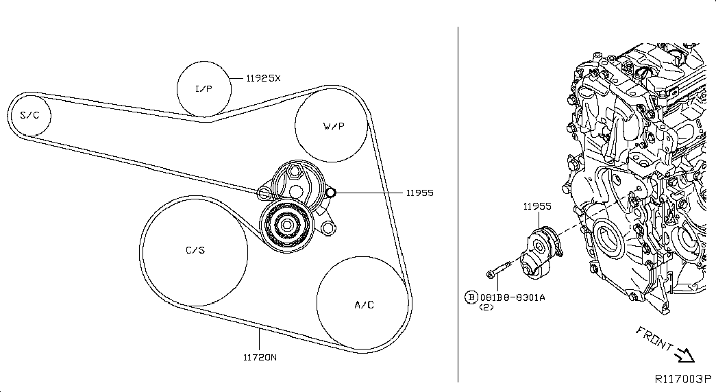 Ролик приводного ремня для Ниссан Мурано 2014-2018