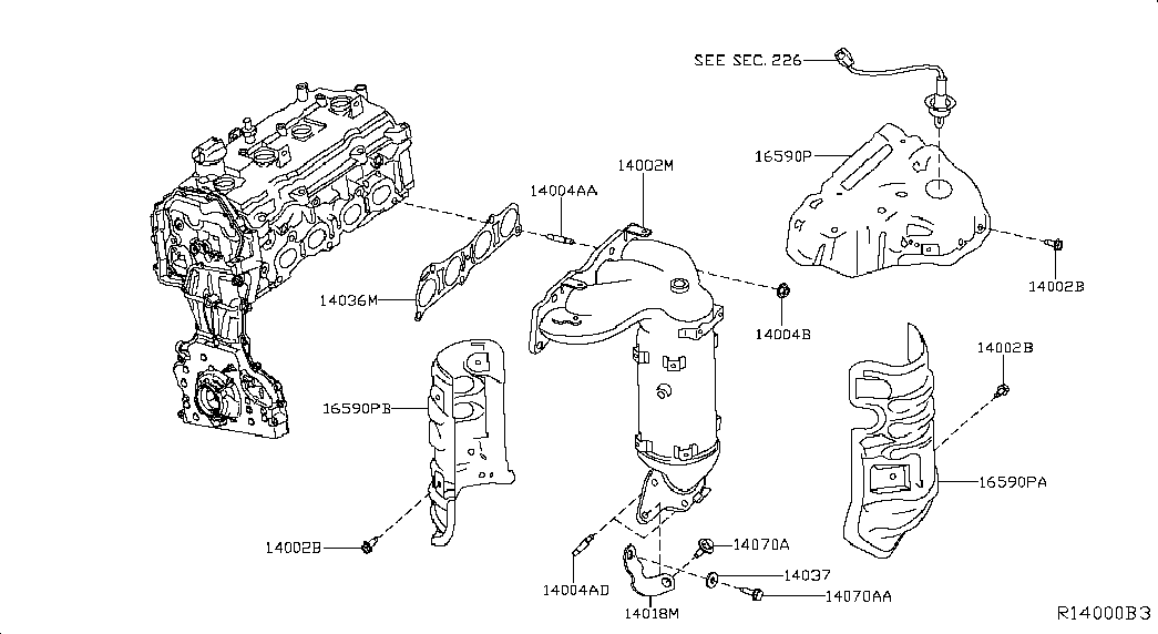 Коллектор выпускной для Ниссан Мурано 2014-2018