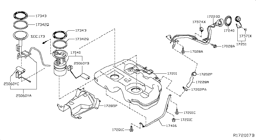 Горловина заливная бака топливного для Ниссан Мурано 2014-2018