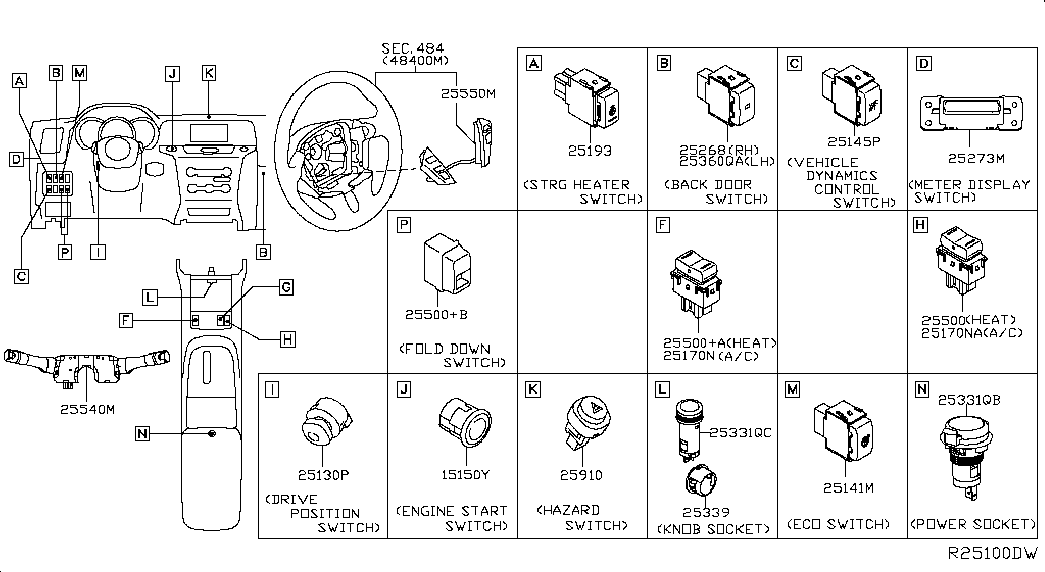 Подрулевой переключатель стеклоочистителя для Ниссан Мурано 2014-2018