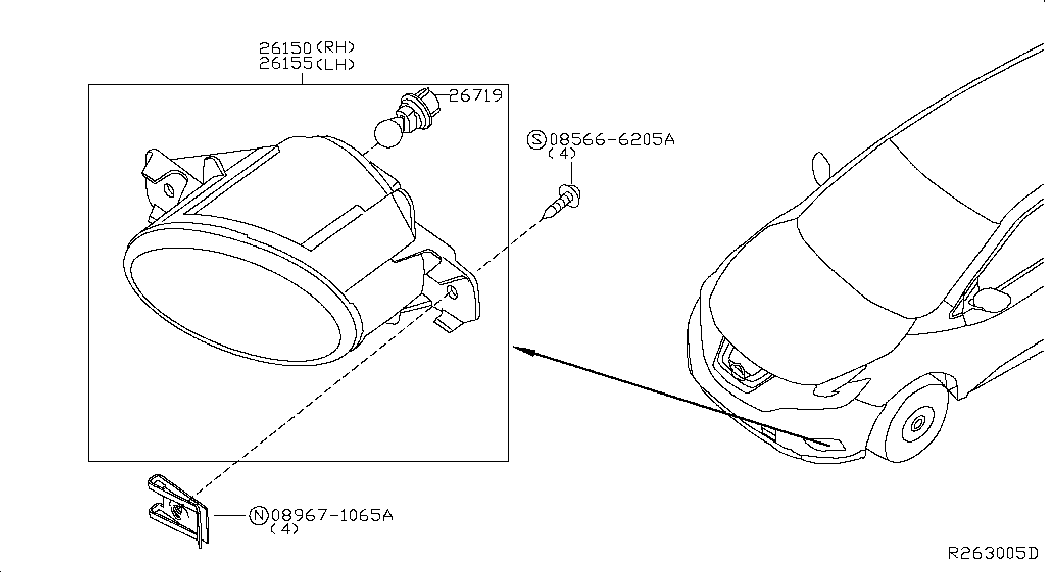 Фара противотуманная правая в сборе для Ниссан Мурано 2014-2018