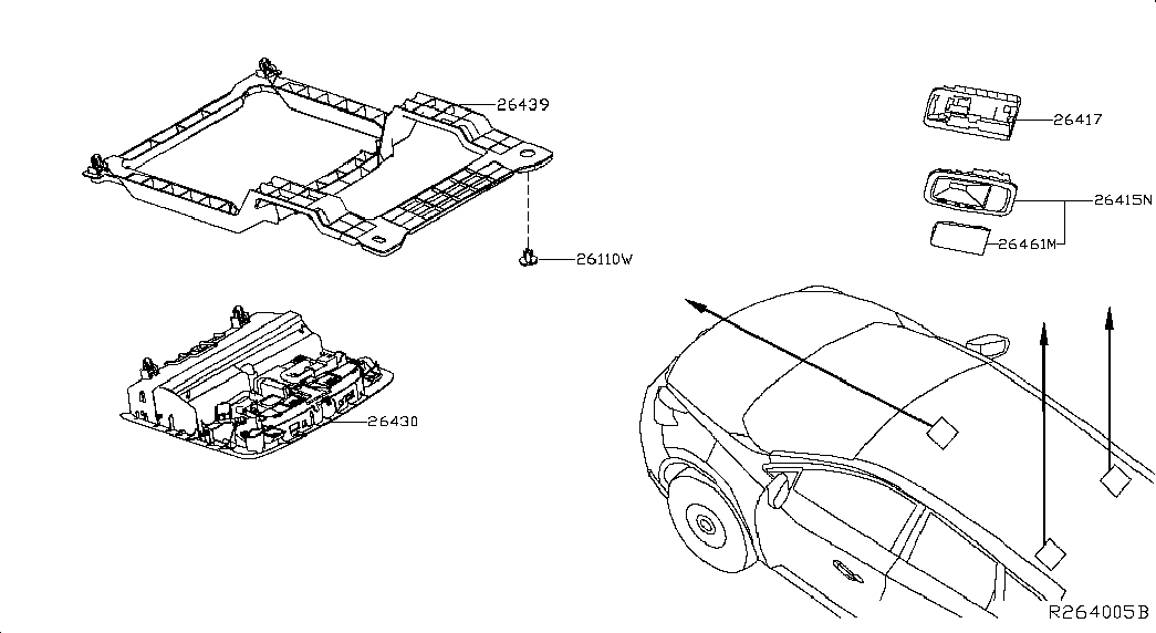 Фонарь салона для Ниссан Мурано 2014-2018