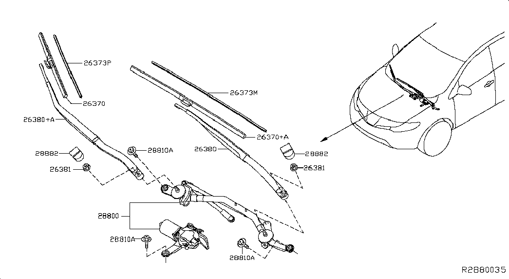 Моторчик переднего стеклоочистителя для Ниссан Мурано 2014-2018