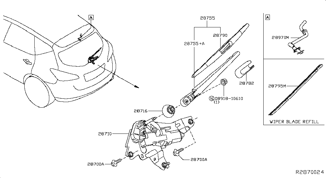 Моторчик стеклоочистителя заднего стекла для Ниссан Мурано 2014-2018