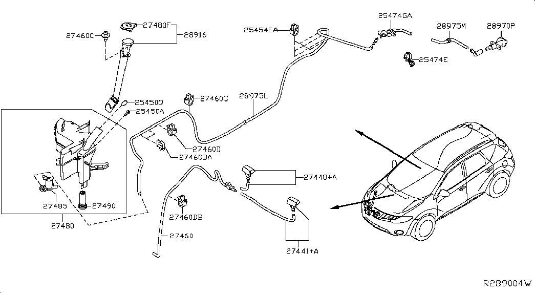 Бачок стеклоочистителей для Ниссан Мурано 2014-2018