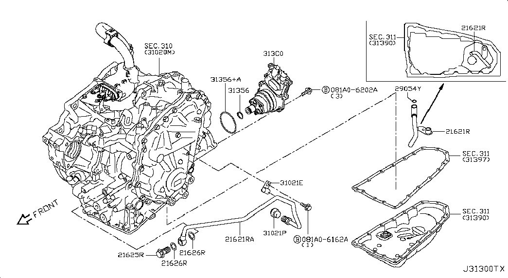 Масляный радиатор АКПП для Ниссан Мурано 2014-2018