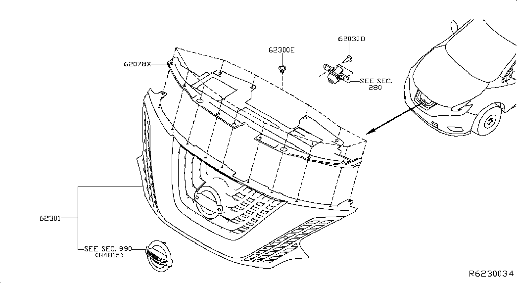 Решетка радиатора для Ниссан Мурано 2014-2018