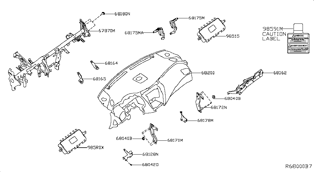 Подушка безопасности пассажира для Ниссан Мурано 2014-2018