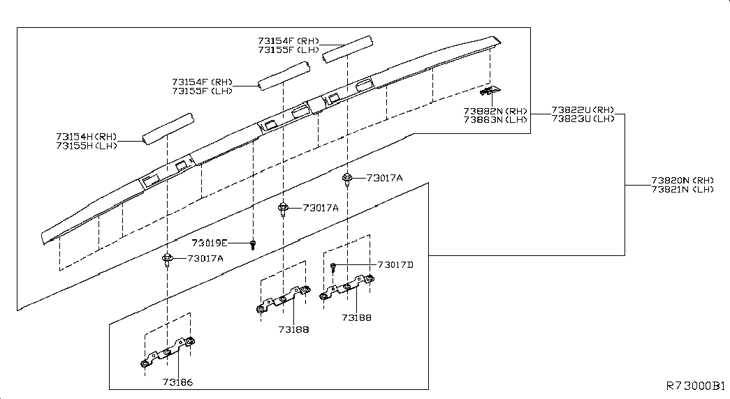 Рейлинг левый для Ниссан Мурано 2014-2018