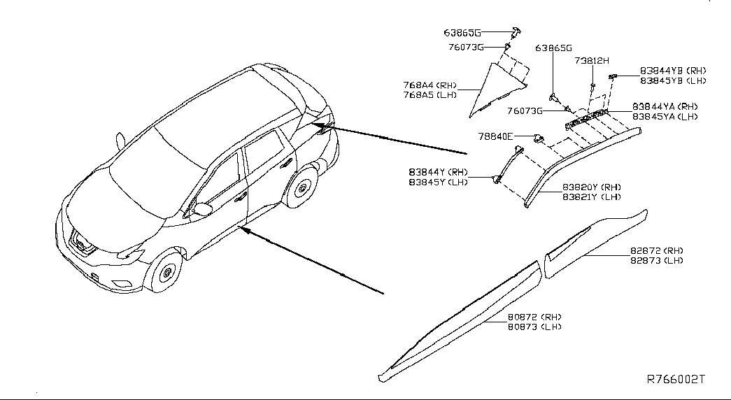 Молдинг боковой левый для Ниссан Мурано 2014-2018