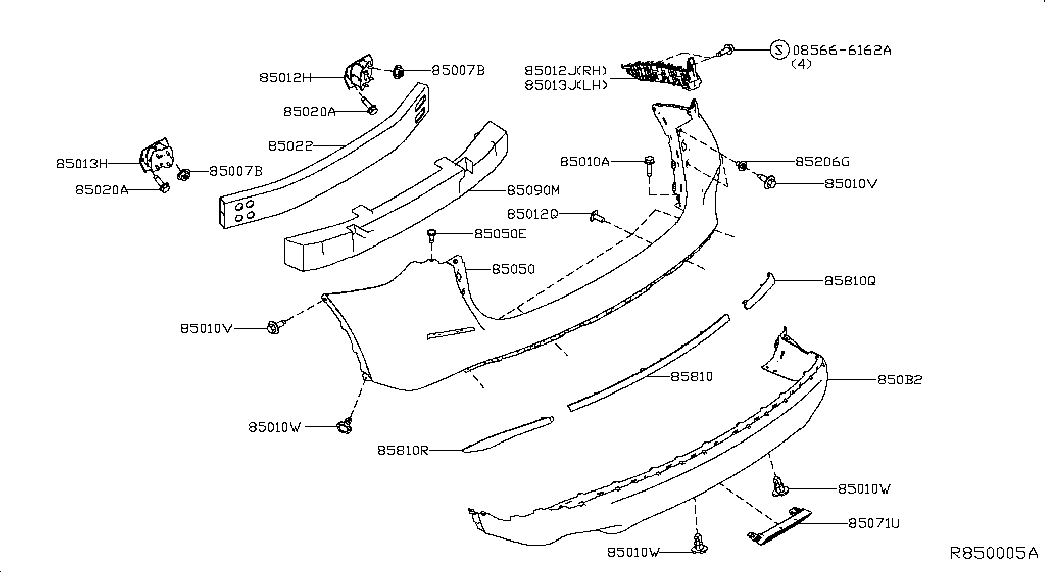 Усилитель заднего бампера для Ниссан Мурано 2014-2018