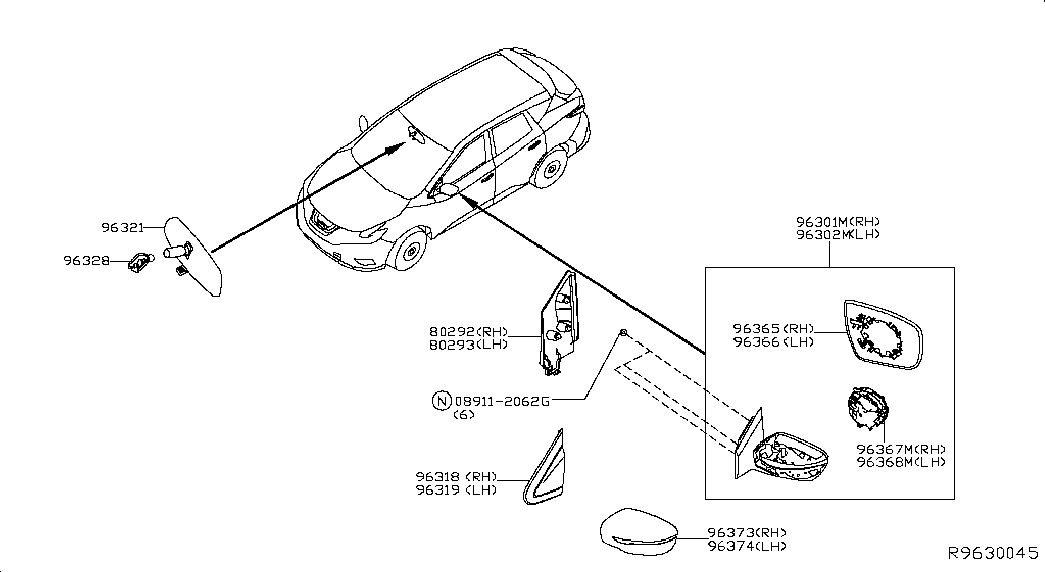 Зеркало внутрисалонное для Ниссан Мурано 2014-2018