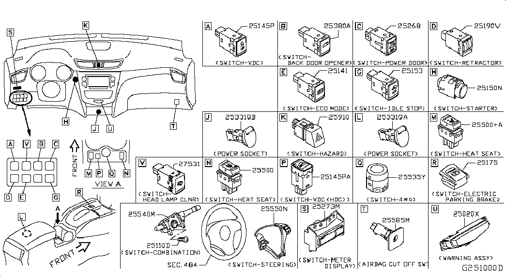 Подрулевой переключатель внешнего света для Ниссан Х-Трейл 2013-2018