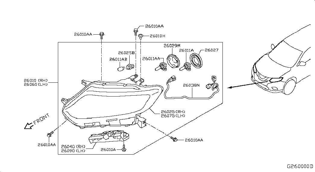Фара левая в сборе для Ниссан Х-Трейл 2013-2018