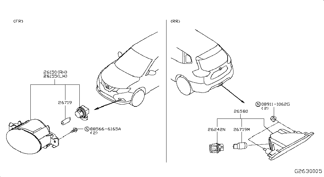 Фара противотуманная левая в сборе для Ниссан Х-Трейл 2013-2018