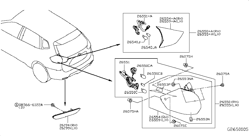 Фонарь задний правый на крыле для Ниссан Х-Трейл 2013-2018
