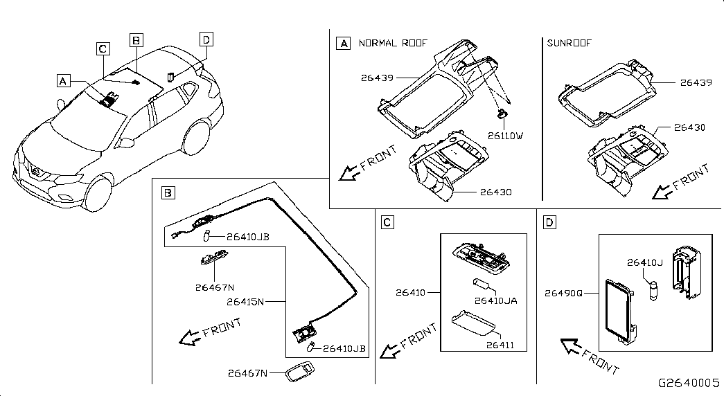 Фонарь салона для Ниссан Х-Трейл 2013-2018