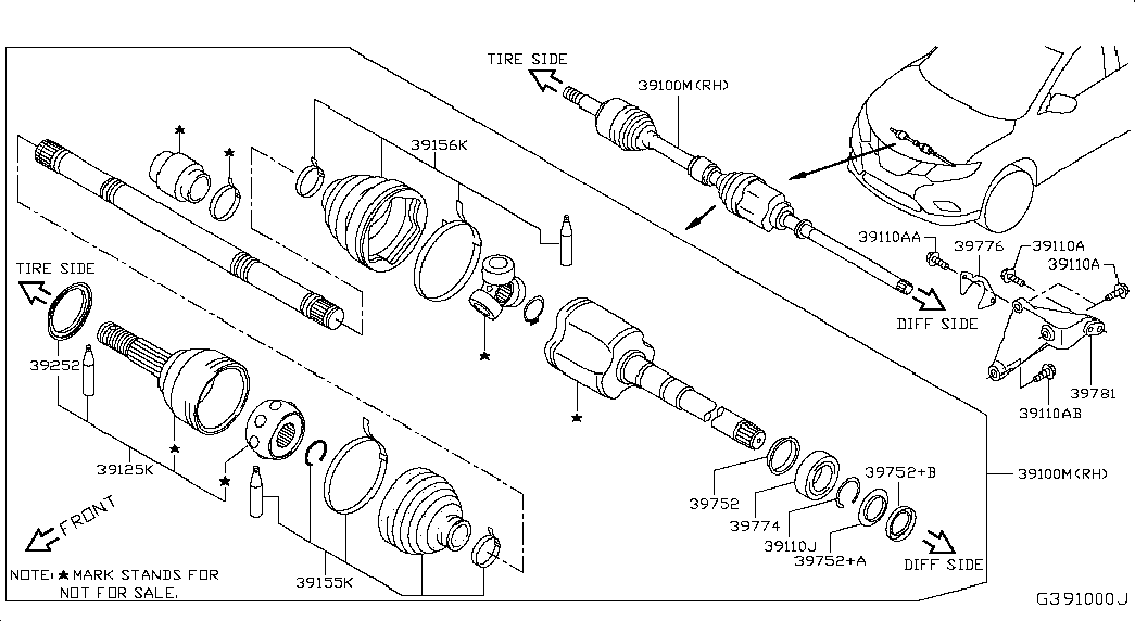 Шрус наружний передний правый для Ниссан Х-Трейл 2013-2018