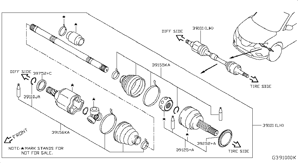 Шрус наружний передний левый для Ниссан Х-Трейл 2013-2018